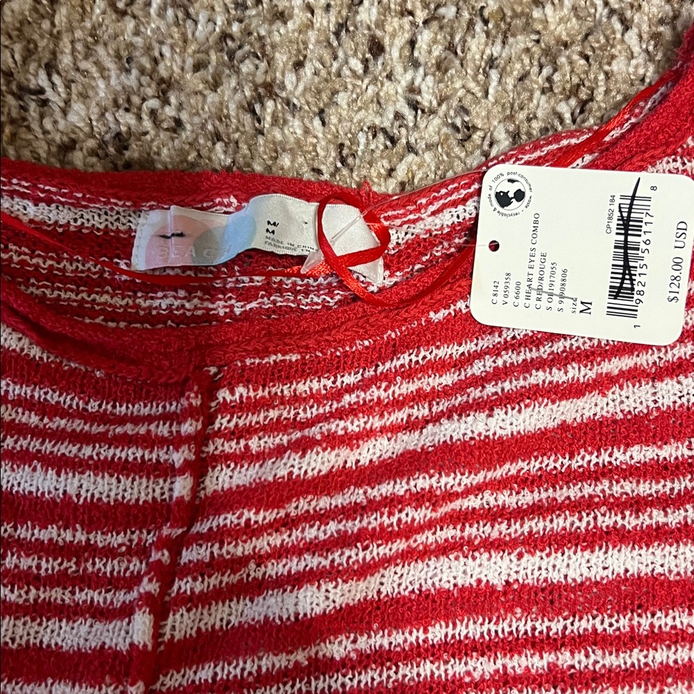 FP beach 3 piece Red and White Striped Knit Set - Picture 2 of 5
